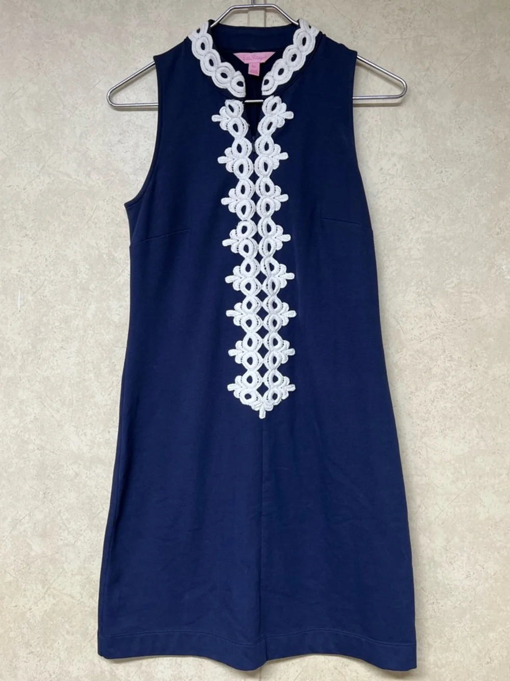 Lilly Pulitzer Callista true navy sleeveless shift dress embroidered lace trim - Picture 4 of 12
